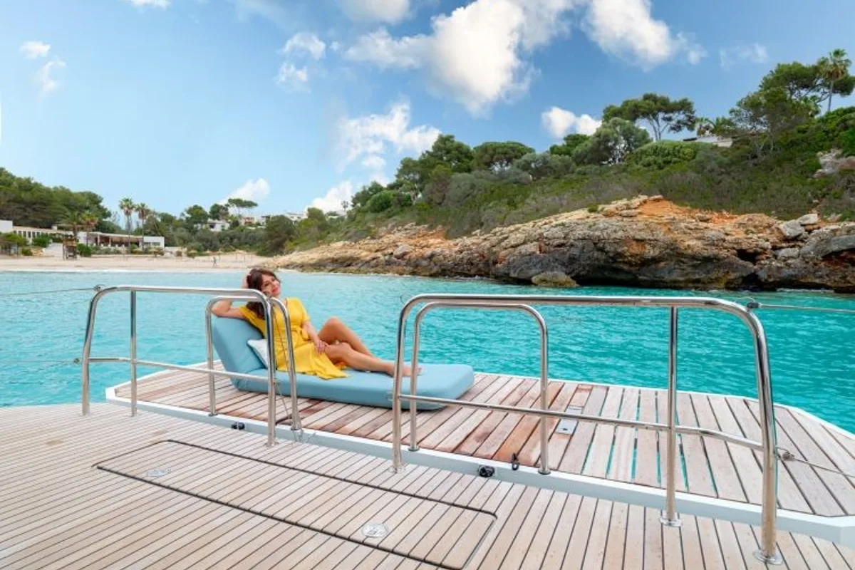 Deck of Verina Star , a Lagoon 55 catamaran at Athens, Greece
