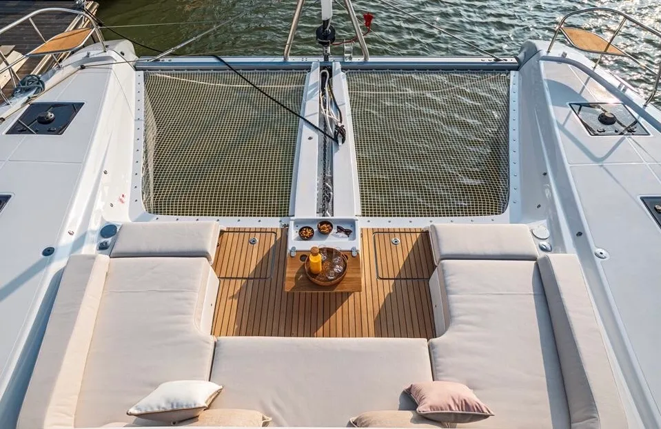 Deck of Verina Star , a Lagoon 55 catamaran at Athens, Greece