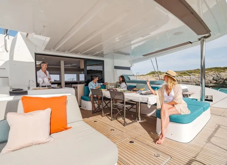 Deck of Verina Star , a Lagoon 55 catamaran at Athens, Greece