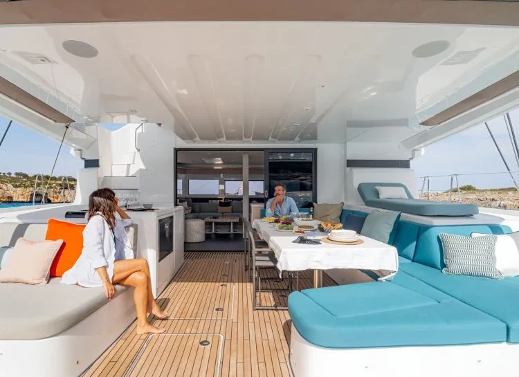 Deck of Verina Star , a Lagoon 55 catamaran at Athens, Greece