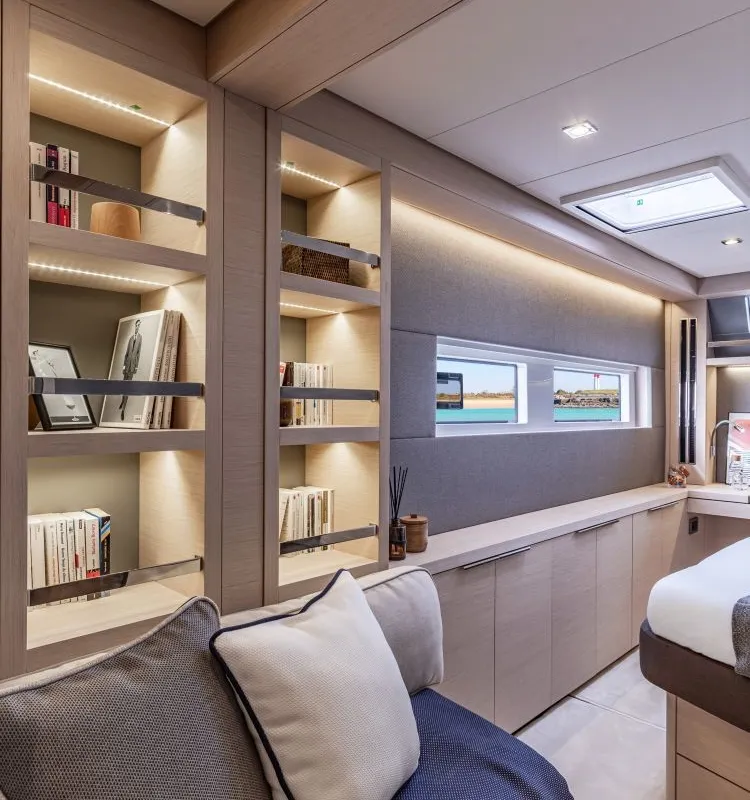 Cabin on Verina Star , a Lagoon 55 catamaran at Athens, Greece