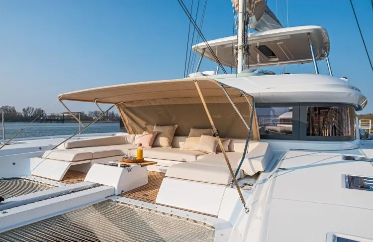 Deck of Verina Star , a Lagoon 55 catamaran at Athens, Greece