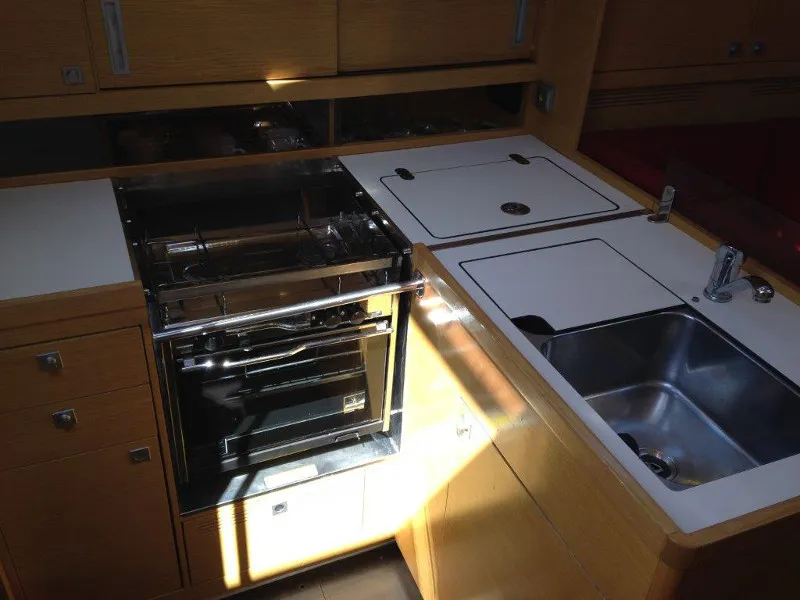 Galley of Yankee, a Elan 350 sailboat at Grad Biograd na Moru, Croatia