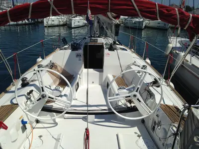 Cockpit of Yankee, a Elan 350 sailboat at Grad Biograd na Moru, Croatia