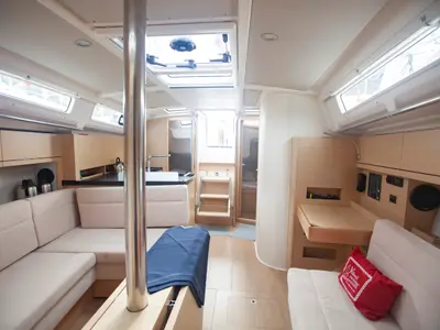 Salon of Atlas, a Hanse 388 sailboat at Marmaris, Turkey