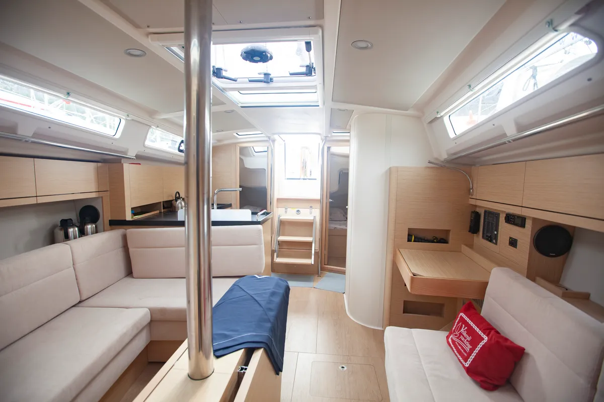 Salon of Atlas, a Hanse 388 sailboat at Marmaris, Turkey
