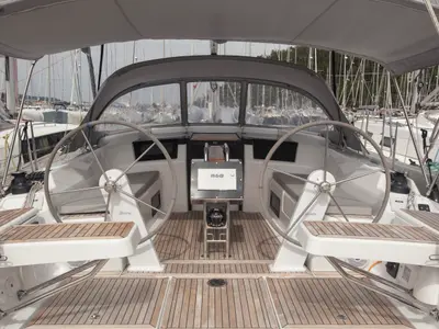 Cockpit of Atlas, a Hanse 388 sailboat at Marmaris, Turkey