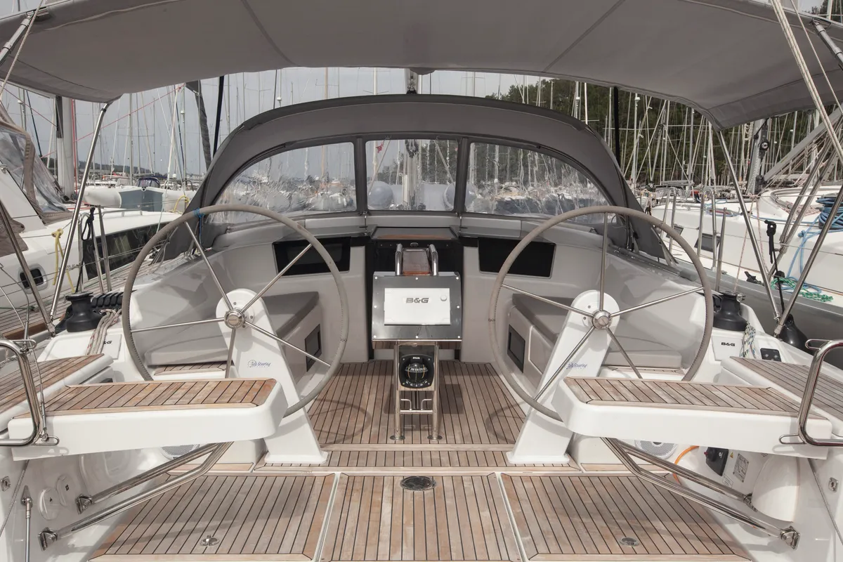 Cockpit of Atlas, a Hanse 388 sailboat at Marmaris, Turkey