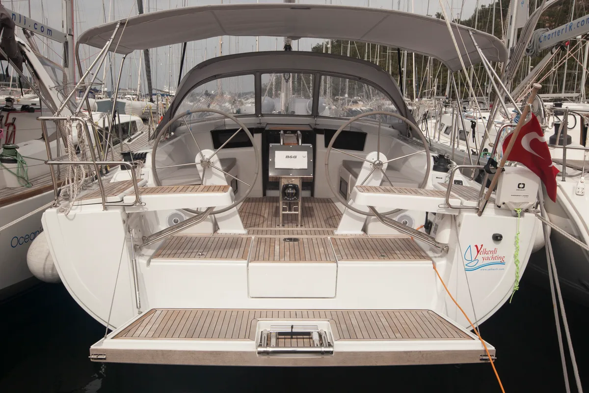 Exterior view of Atlas, a Hanse 388 sailboat at Marmaris, Turkey