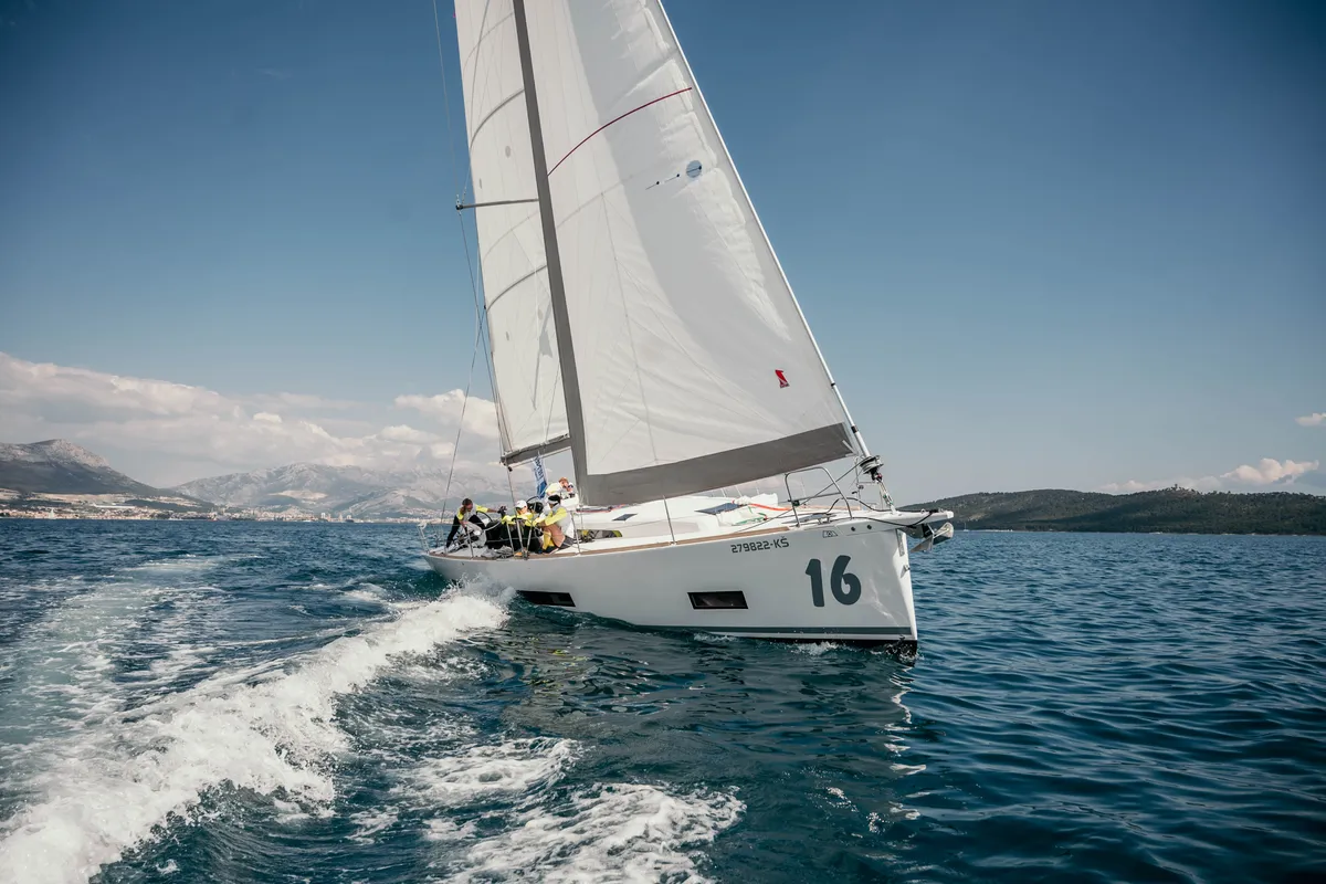 Exterior view of Eirene, a AD Boats Salona 46 sailboat at Kaštela, Croatia