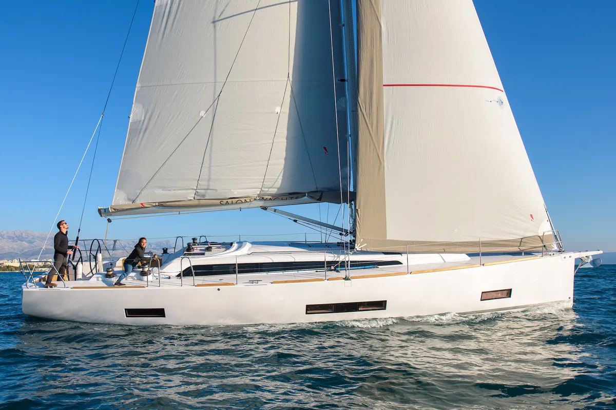Exterior view of Eirene, a AD Boats Salona 46 sailboat at Kaštela, Croatia