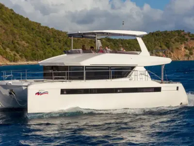 Exterior view of Moorings 464PC/10 Club, a Leopard 46PC catamaran at Road Town, British Virgin Islands