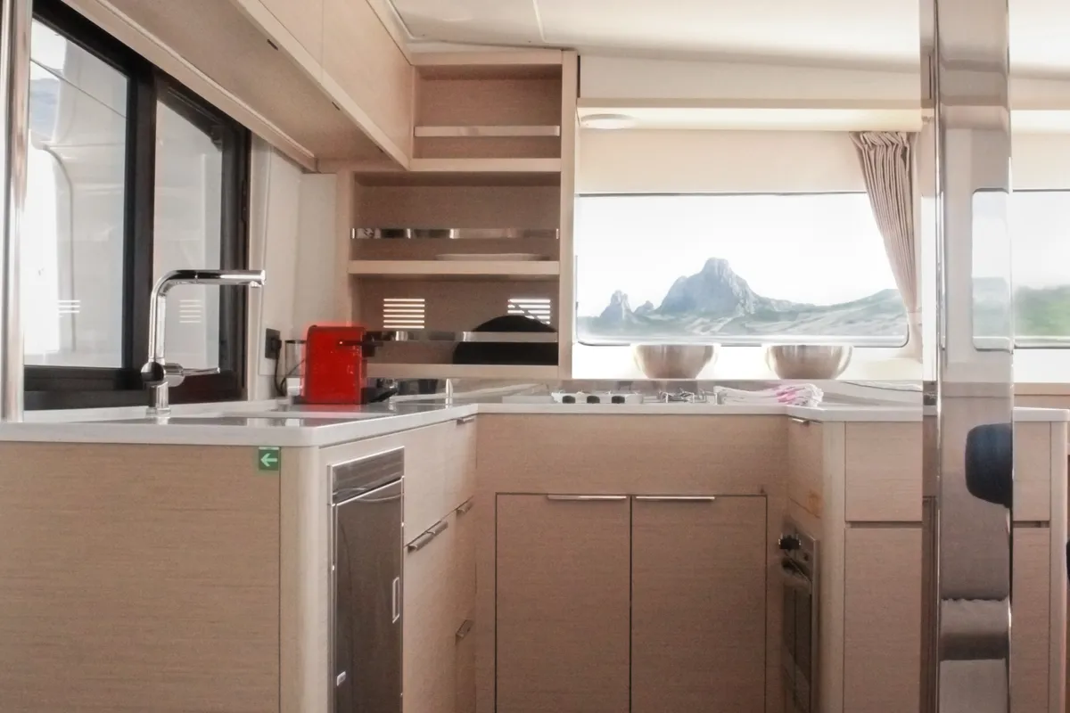 Galley of L'Orceo, a Lagoon 46 catamaran at Ajaccio, France
