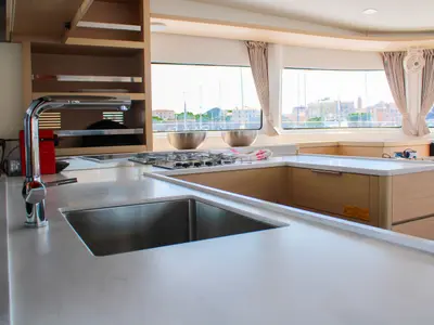 Galley of L'Orceo, a Lagoon 46 catamaran at Ajaccio, France