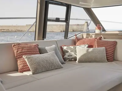 Cockpit of Martin, a Jeanneau Prestige 420 Fly motor yacht at Split, Croatia