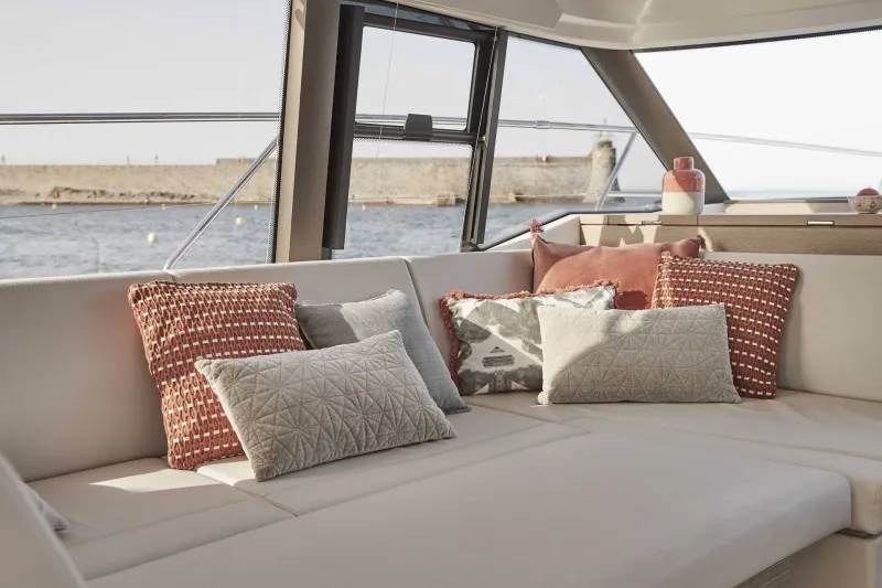 Cockpit of Martin, a Jeanneau Prestige 420 Fly motor yacht at Split, Croatia