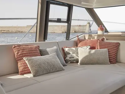 Cockpit of Martin, a Jeanneau Prestige 420 Fly motor yacht at Split, Croatia