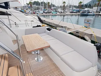 Salon of Martin, a Jeanneau Prestige 420 Fly motor yacht at Split, Croatia