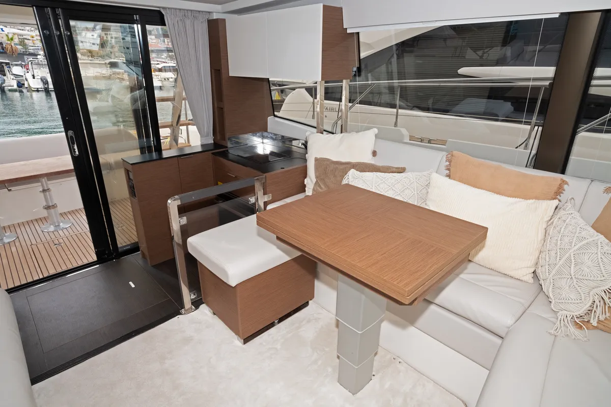 Salon of Martin, a Jeanneau Prestige 420 Fly motor yacht at Split, Croatia