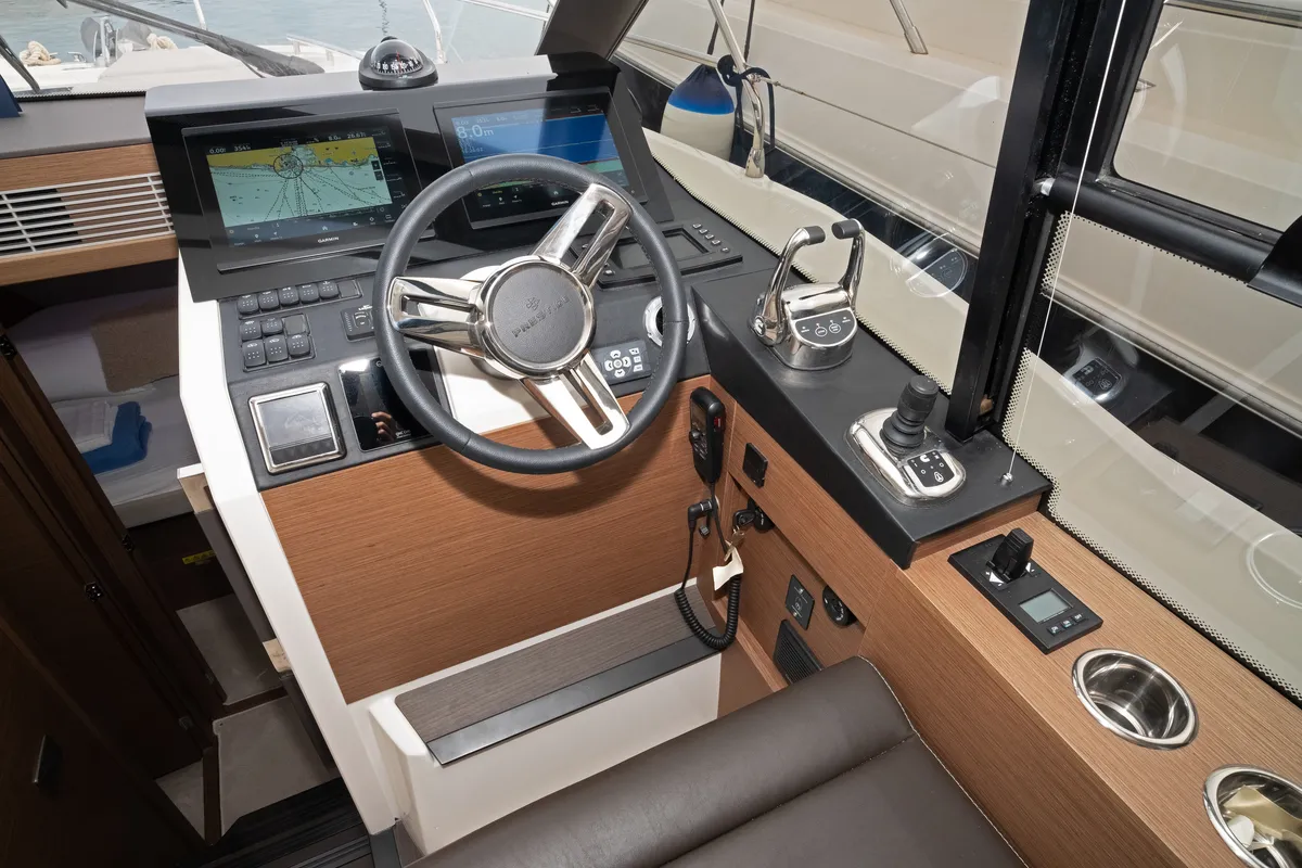Cockpit of Martin, a Jeanneau Prestige 420 Fly motor yacht at Split, Croatia