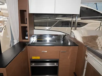 Galley of Martin, a Jeanneau Prestige 420 Fly motor yacht at Split, Croatia