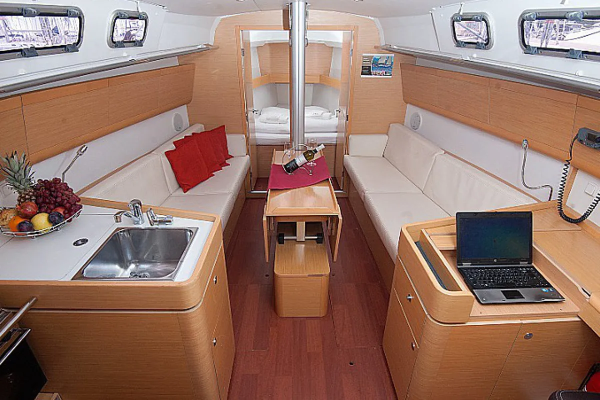 Salon of Rhea, a Beneteau First 35 sailboat at Grad Pula, Croatia