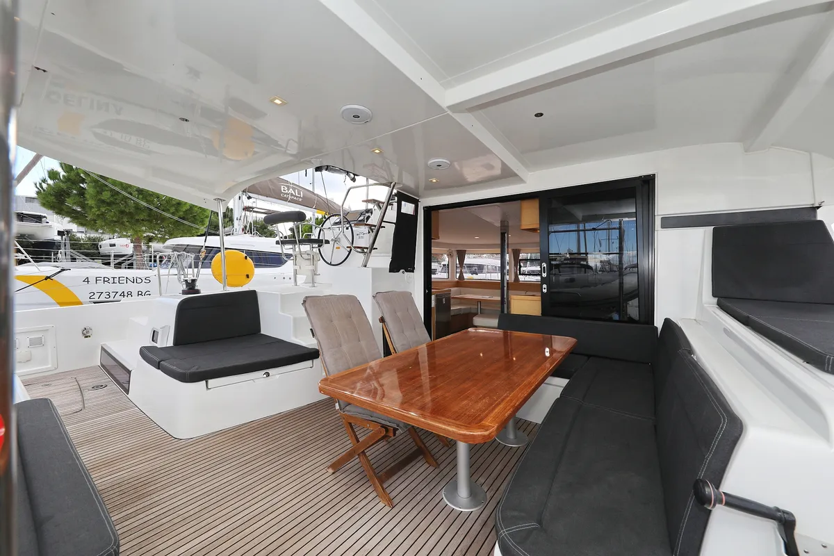 Deck of Demi Doux, a Lagoon 42 catamaran at Grad Trogir, Croatia