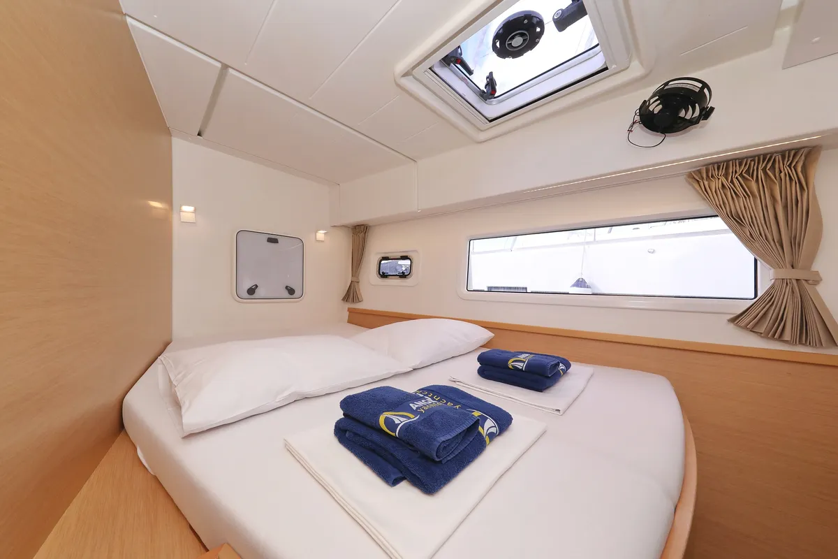 Cabin on Demi Doux, a Lagoon 42 catamaran at Grad Trogir, Croatia