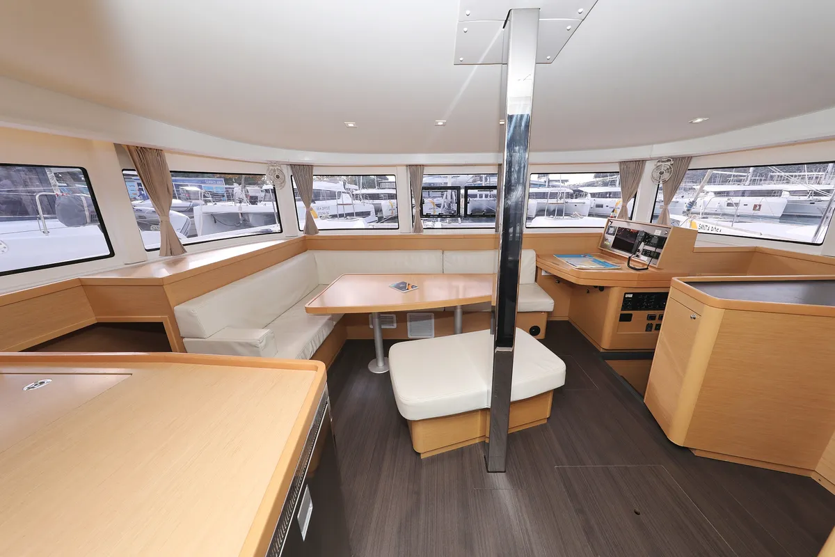 Salon of Demi Doux, a Lagoon 42 catamaran at Grad Trogir, Croatia
