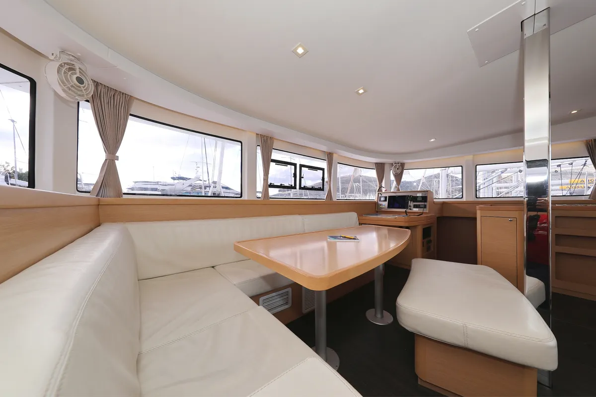 Salon of Demi Doux, a Lagoon 42 catamaran at Grad Trogir, Croatia