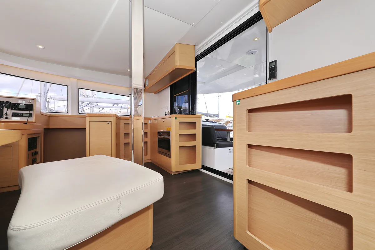 Salon of Demi Doux, a Lagoon 42 catamaran at Grad Trogir, Croatia
