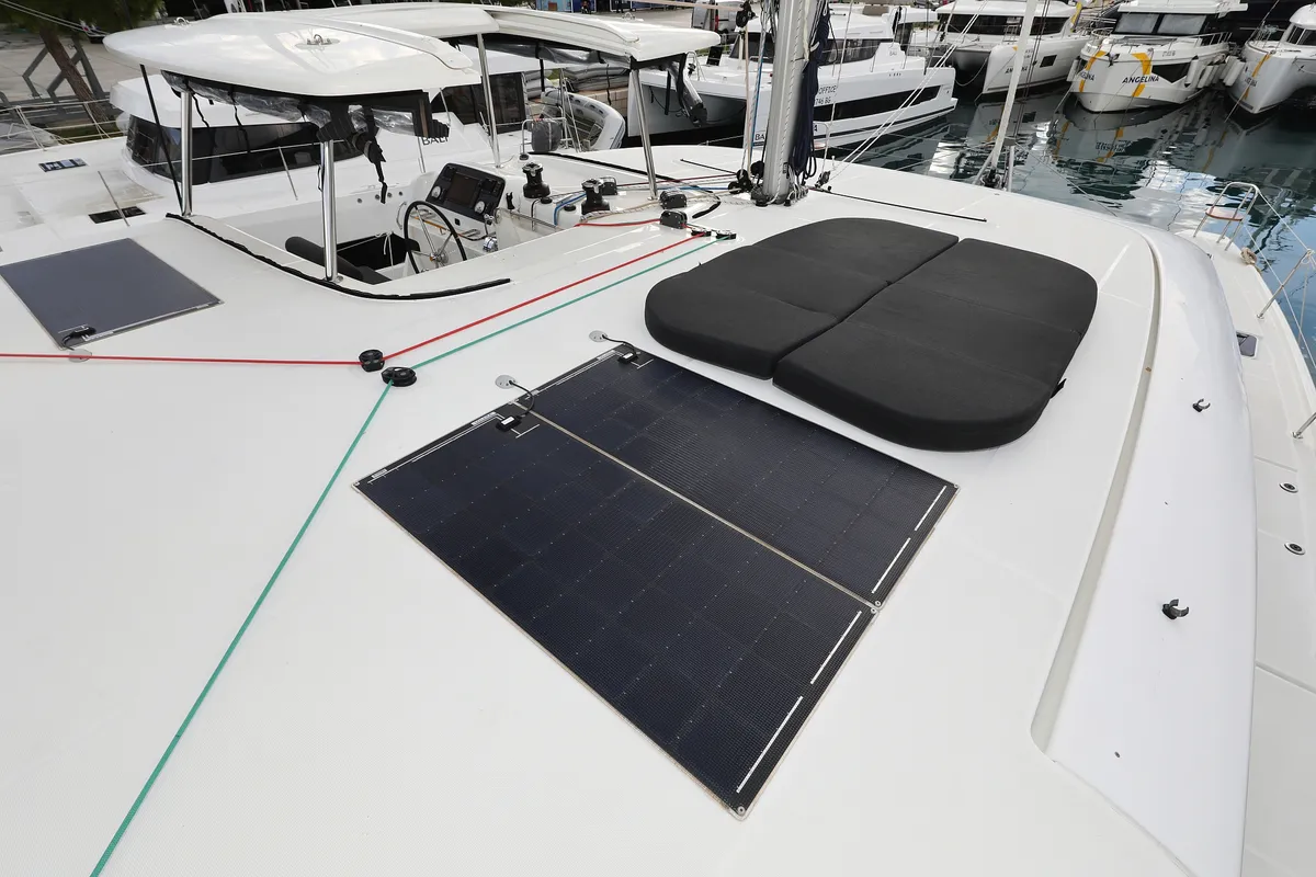 Deck of Demi Doux, a Lagoon 42 catamaran at Grad Trogir, Croatia