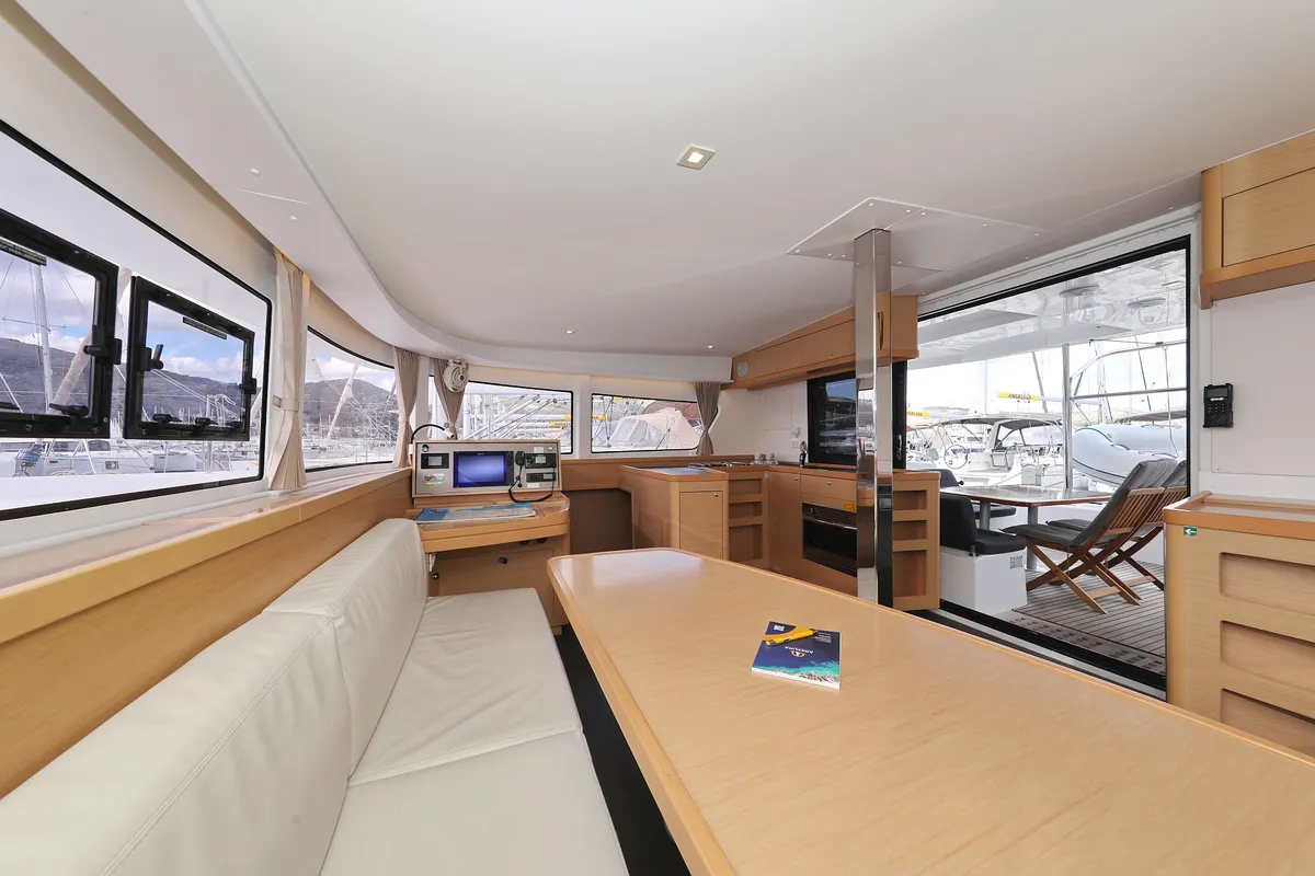 Salon of Demi Doux, a Lagoon 42 catamaran at Grad Trogir, Croatia