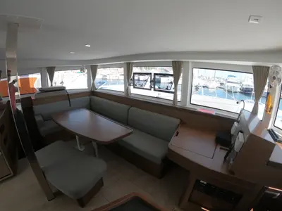 Salon of Wind Desire, a Lagoon 42 catamaran at Olbia, Italy
