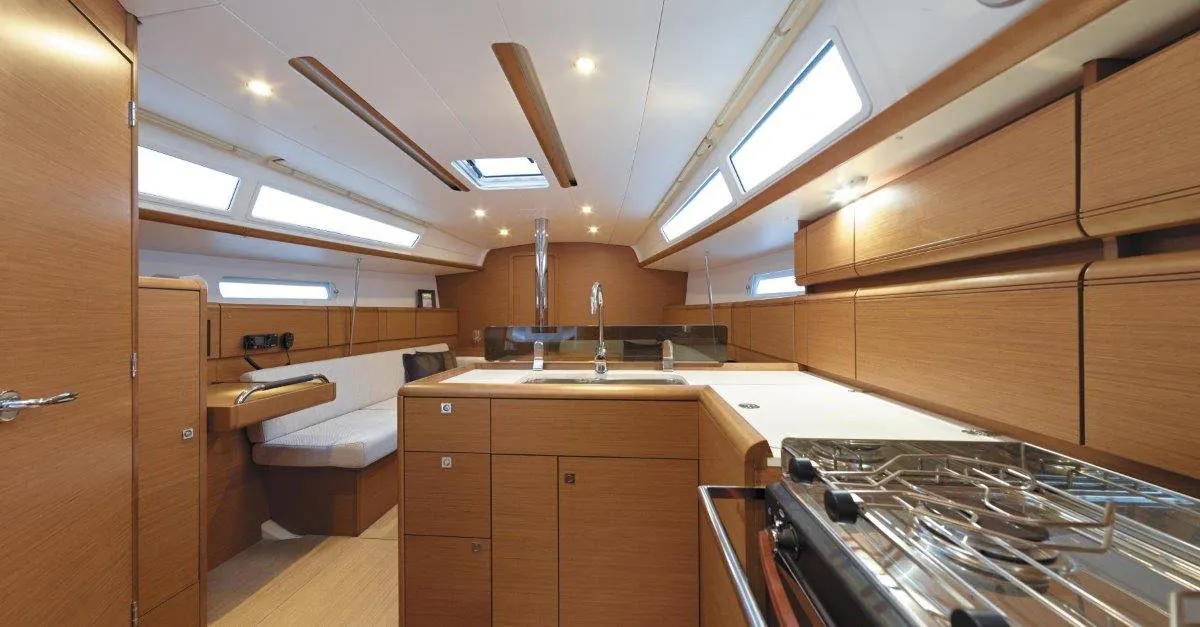 Galley of Carelli, a Jeanneau Sun Odyssey 389 sailboat at Road Town, British Virgin Islands
