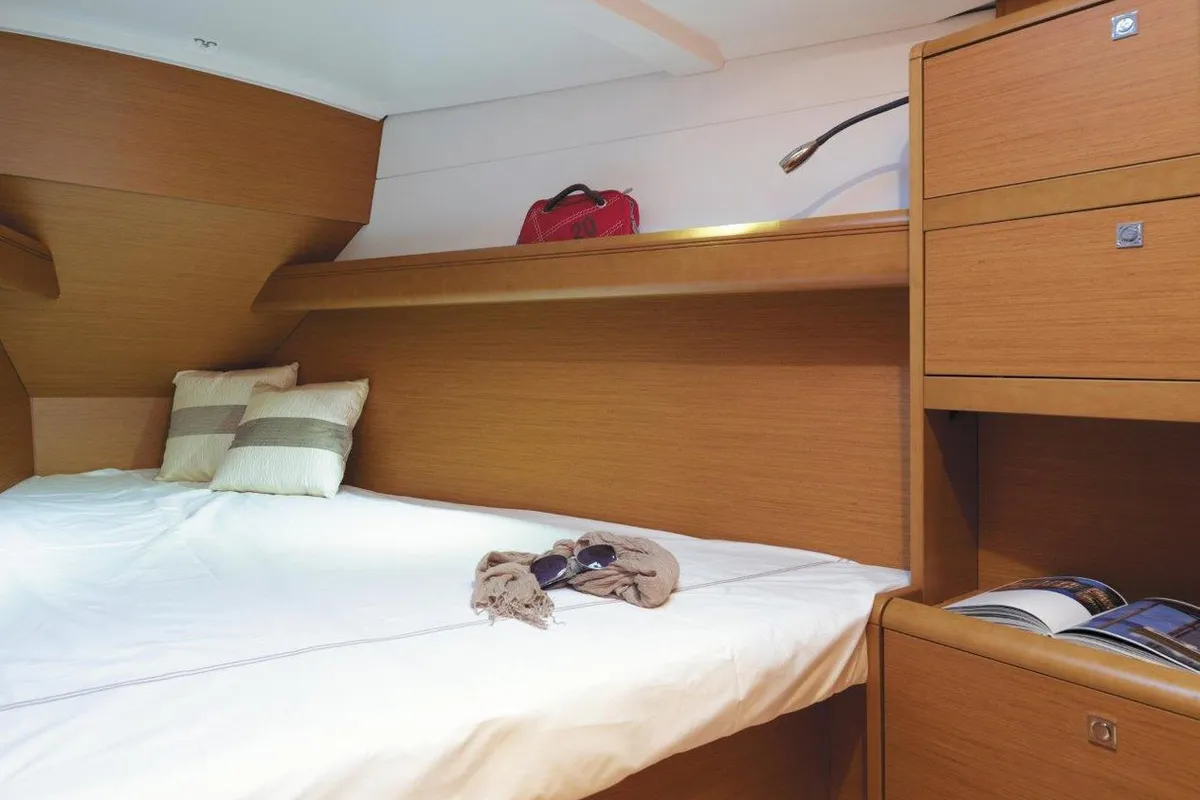 Cabin on Carelli, a Jeanneau Sun Odyssey 389 sailboat at Road Town, British Virgin Islands