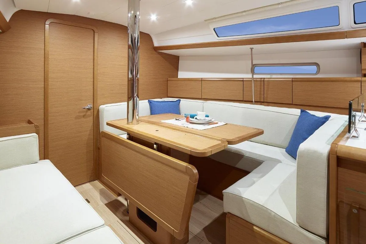 Salon of Carelli, a Jeanneau Sun Odyssey 389 sailboat at Road Town, British Virgin Islands