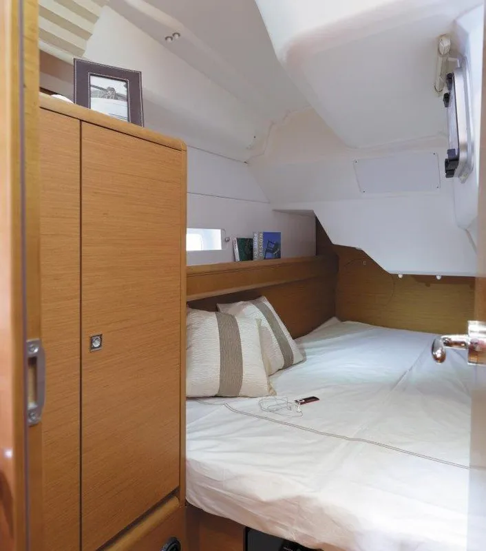 Cabin on Carelli, a Jeanneau Sun Odyssey 389 sailboat at Road Town, British Virgin Islands
