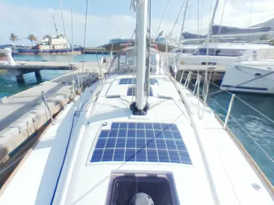 Deck of Carelli, a Jeanneau Sun Odyssey 389 sailboat at Road Town, British Virgin Islands