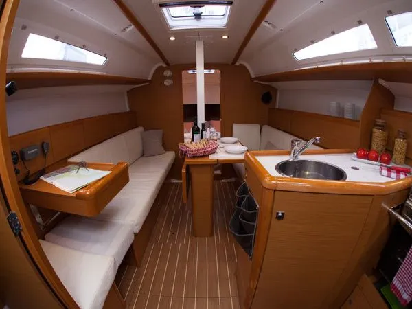 Salon of Mare Doro, a Jeanneau Sun Odyssey 33i sailboat at Athens, Marina Delta Kallithea, Greece
