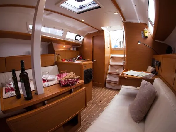 Salon of Mare Doro, a Jeanneau Sun Odyssey 33i sailboat at Athens, Marina Delta Kallithea, Greece