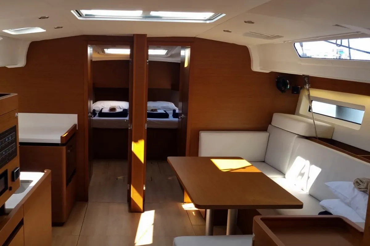 Salon of Izzy, a Jeanneau Sun Odyssey 490 sailboat at Rogač, Croatia