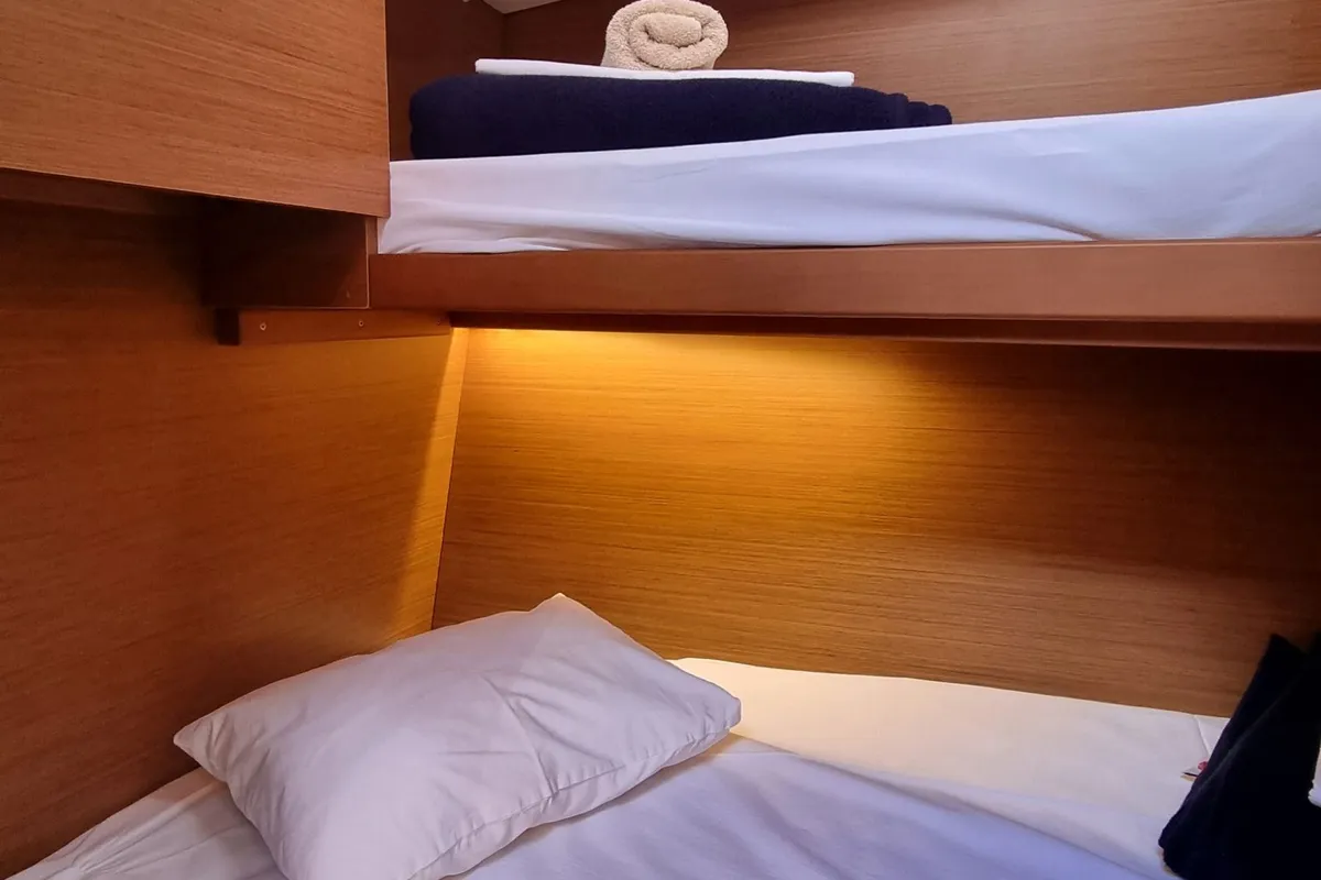 Cabin on Izzy, a Jeanneau Sun Odyssey 490 sailboat at Rogač, Croatia