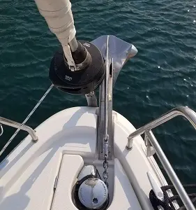 Deck of Fiesta, a Bavaria C42 sailboat at Fethiye, Turkey