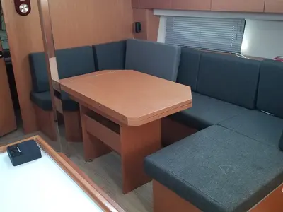 Salon of Fiesta, a Bavaria C42 sailboat at Fethiye, Turkey