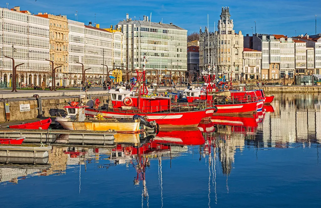 Dársena da Mariña, marina in A Coruña, Spain