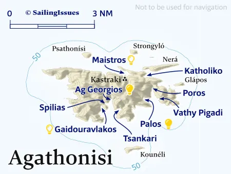 Saint George Bay, anchorage in Megalo Chorio, Greece