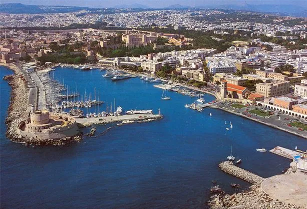 Rhodes, Mandraki Port, marina in Municipal Unit of Rhodes, Greece