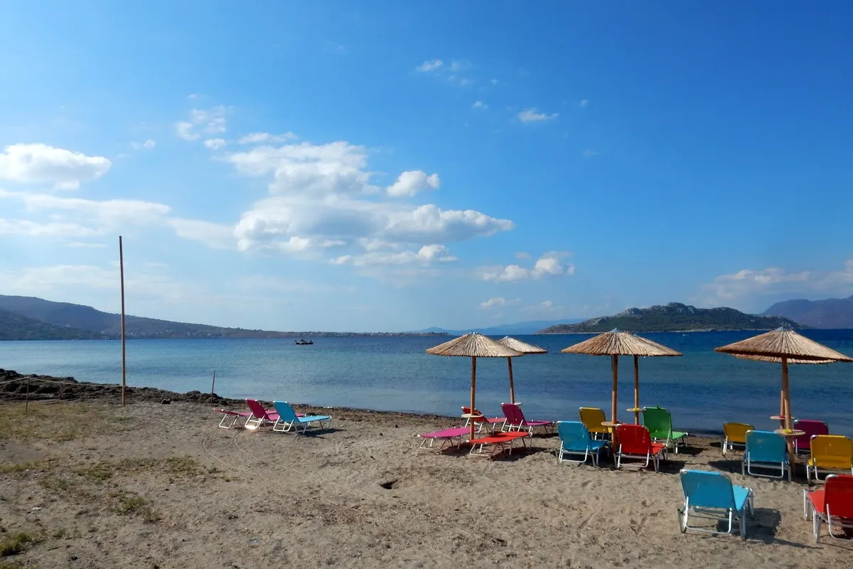 Paralia Agios Vasilios pick-up point, marina in Aegina, Greece
