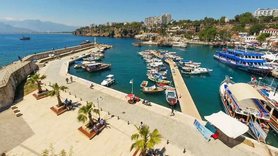 Antalya Konyaaltı beach, marina in Antalya, Turkey